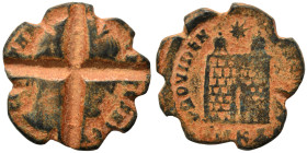 Constantine I, 307/310-337. Follis, cut into a token/game piece (bronze, 2.26 g, 16 mm), Cyzicus. CONSTANTINVS AVG Laureate head right. Rev. PROVIDENT...