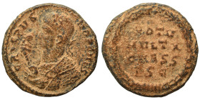 Crispus, as Caesar, 316-326. Follis (bronze, 3.12 g, 18 mm), Thessalonica. CRISPVS NOBILISS CAES Laureate, draped and cuirassed bust right. Rev. VOT V...