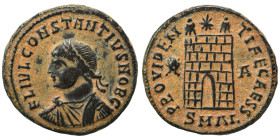 Constantius II, as Caesar; 324-337. Ae (bronze, 2.98 g, 19 mm), Alexandria. FL IVL CONSTANTIVS NOB C Laureate, draped and cuirassed bust left. Rev. PR...
