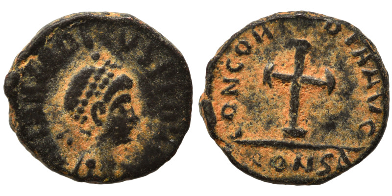 Arcadius, 383-408. Nummus (bronze, 0.96 g, 10 mm), Constantinople. D N ARCADIVS ...