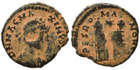 Magnus Maximus 383-388. Follis (bronze, 1.05 g, 13 mm), Aquileia (?). D N MAG MA-XIMVS P F AVG Diademed, draped and cuirassed bust right. Rev. SPES RO...