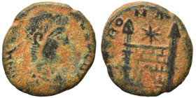 Flavius Victor (or Magnus Maximus?), 387-388. Follis (bronze, 1.00 g, 11 mm), Aquileia (?). Diademed, draped and cuirassed bust right. Rev. SPES ROMAN...