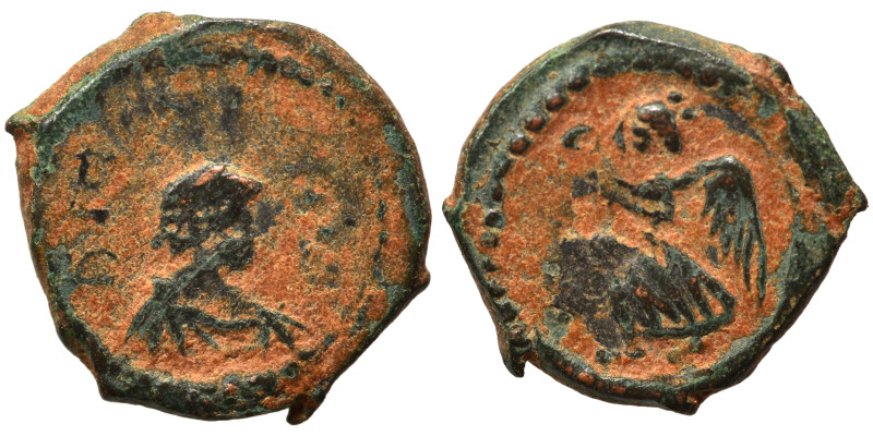 Zeno, 476-491. Ae (bronze, 0.68 g, 9 mm). Diademed, draped and cuirassed bust ri...