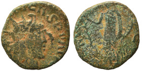 Barbaric imitation of Roman folles. Ae (bronze, 1.01 g, 13 mm). Radiate bust right. Rev. Victory standing left. Nearly very fine.