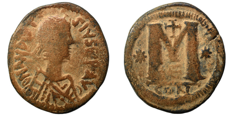 Anastasius I, 491-518. Follis (bronze, 16.58 g, 30 mm), Eastern imitation. D N A...