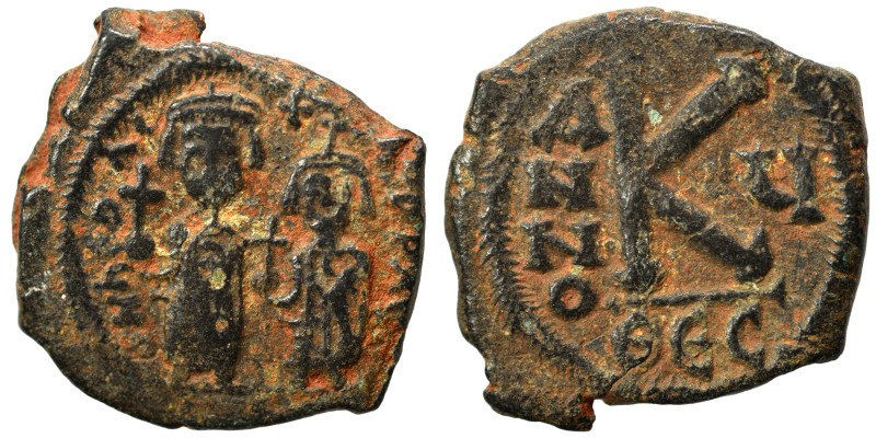 Heraclius, with Heraclius Constantine, 610-641. Half Follis (bronze, 5.95 g, 23 ...