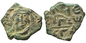 Constans II, 641-668. Follis, 2,46 g, 19 mm). Facing bust of Constans II. Rev. Large M, legend around. Good fine.