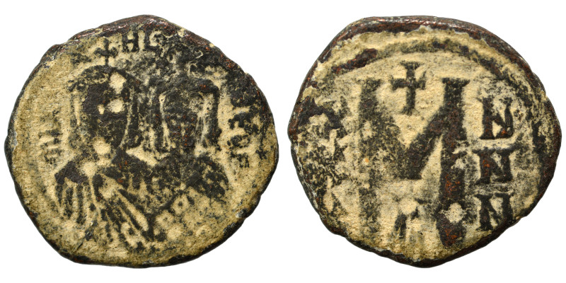 Michael II the Amorian, with Theophilus, 820-829. Follis (bronze, 5.50 g, 22 mm)...