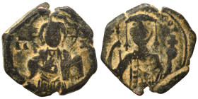 Alexius I Comnenus, 1081-1118. Tetarteron (bronze, 3.05 g, 19 mm), Thessalonica. IC - XC Nimbate bust of Christ facing, raising right hand in benedict...