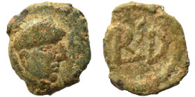 OSTROGOTHS. Theoderic, 493-526. 2 Nummi (bronze, 1.43 g, 10 mm). Pearl-diademed, draped and cuirassed bust right. Rev. Theoderic monogram. COI 79. Nea...