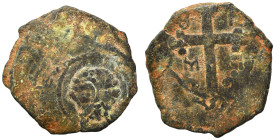 CRUSADERS. Principality of Antioch. Bohémond I, 1098-1111. Follis (bronze, 3.36 g, 21 mm). Nimbate bust of St. Peter facing, wearing tunic, raising hi...