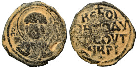CRUSADERS. Principality of Antioch. Tancred, regent, 1101-1112. Follis (bronze, 3.58 g, 22 mm). Nimbate bust of St. Peter facing, raising his right ha...