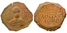 CRUSADERS. Principality of Antioch. Tancred, regent, 1101-1112. Follis (bronze, 4.47 g, 22 mm). Nimbate bust of St. Peter facing, raising his right ha...