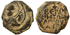 CRUSADERS. Principality of Antioch. Tancred, regent, 1101-1112. Follis (bronze, 3.60 g, 21 mm). Nimbate bust of St. Peter facing, raising his right ha...
