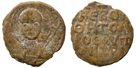 CRUSADERS. Principality of Antioch. Tancred, regent, 1101-1112. Follis (bronze, 3.19 g, 21 mm). Nimbate bust of St. Peter facing, raising his right ha...