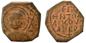 CRUSADERS. Principality of Antioch. Tancred, regent, 1101-1112. Follis (bronze, 3.54 g, 19 mm). Nimbate bust of St. Peter facing, raising his right ha...