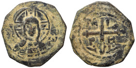 CRUSADERS. Principality of Antioch. Tancred, regent, 1101-1112. Follis (bronze, 3.06 g, 22 mm). Nimbate bust of Christ facing, holding book of Gospels...