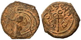 CRUSADERS. Principality of Antioch. Tancred, regent, 1101-1112. Follis (bronze, 3.42 g, 21 mm). St. Peter standing facing, raising his right hand in b...