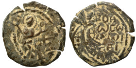 CRUSADERS. Principality of Antioch. Tancred, regent, 1101-1112. Follis (bronze, 3.88 g, 23 mm). St. Peter standing facing, raising his right hand in b...