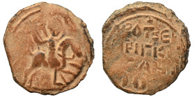 CRUSADERS. Principality of Antioch. Roger of Salerno, regent, 1112-1119. Follis (bronze, 3.86 g, 21 mm). St. George, nimbate, on horseback to right, s...