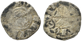 CRUSADERS. Principality of Antioch. Bohémond III, 1149-1163. Denier (silver, 0.79 g, 16 mm). Bare head right. Rev. Cross pattée, annulet in first quar...
