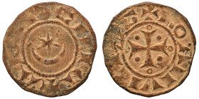 CRUSADERS. Principality of Antioch. Bohémond III, 1163-1201. Fractional Denier (bronze, 0.97 g, 17 mm). +ANTIOCHIA Crescent above six-pointed star. Re...