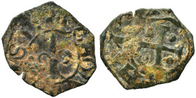 CRUSADERS. Principality of Antioch. Bohémond IV-V, 1233-1251. Pougeoise (bronze, 0.60 g, 16 mm). Fleur-de-lis. Rev. Cross pattee. Nearly very fine.