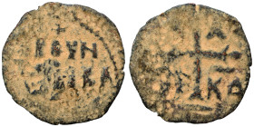 CRUSADERS (?). Uncertain. Circa 12th century AD. Follis (bronze, 2.42 g, 22 mm). IC – XC / NI - KA in each angle of cross. Rev. Uncertain legend. Fine...