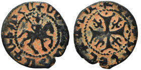 CILICIAN ARMENIA. Smpad, 1296-1298. Pogh (bronze, 1.75 g, 18 mm), Sis. King on horseback riding right; legend in Armenian around . Rev. Cross pattée, ...