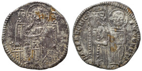 ITALY. Venice. Grosso (silver, 1.99 g, 21 mm). St. Mark, on the right, standing facing, holding book of Gospels in his left hand and presenting banner...