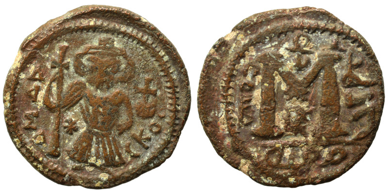 Arab Byzantine. Umayyad Caliphate, circa 641-660 AD. Fals (bronze, 4.04 g, 19 mm...