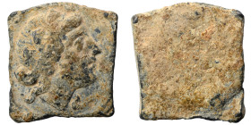 Greek-Roman. Seal (lead, 10.53 g, 23x22 mm). Head right. Rev. Blank. Nearly very fine.