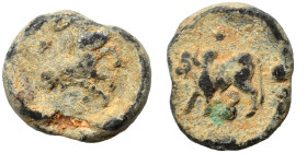 Greek-Roman. Tesserae (lead, 4.83 g, 16 mm). Uncertain animal standing right. Rev. Bull standing left. Fine.