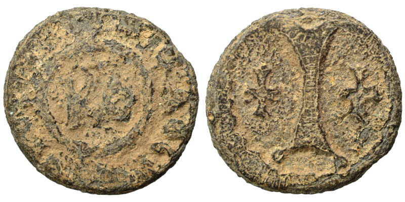 Byzantine lead Token. Circa 6th-7th centuries (lead, 3.94 g, 21 mm). Large I, cr...