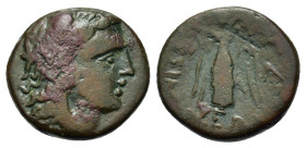 Thrace, Lysimacheia, c. 309-220 BC. Æ (16mm, 3.3g). Head of Herakles in lion skin headdress r. R/ Nike standing l., holding wreath and palm branch. SN...