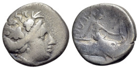 Euboia. Histiaia. Tetrobol (3rd-2nd centuries BC). AR (12mm, 1.58g, 11h). Wreathed head of the nymph Histiaia right. R/[IΣTI]AIEΩN. Nymph seated right...