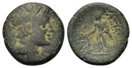 Kings of Bithynia. Prusias II Cynegos (182-149 BC). Æ (17,2mm, 3.5g). Beardless head right, wearing winged diadem. R/ Herakles standing l., holding cl...