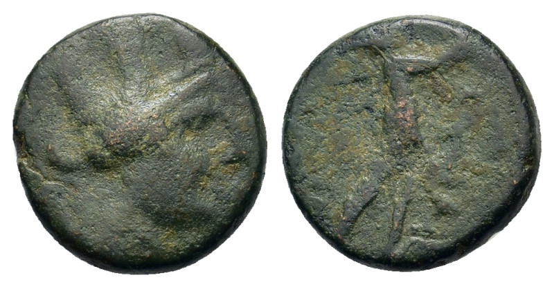 Phrygia, Apameia, c. 100-50 BC. Æ (13mm, 2.60g). Uncertain magistrate. Turreted ...