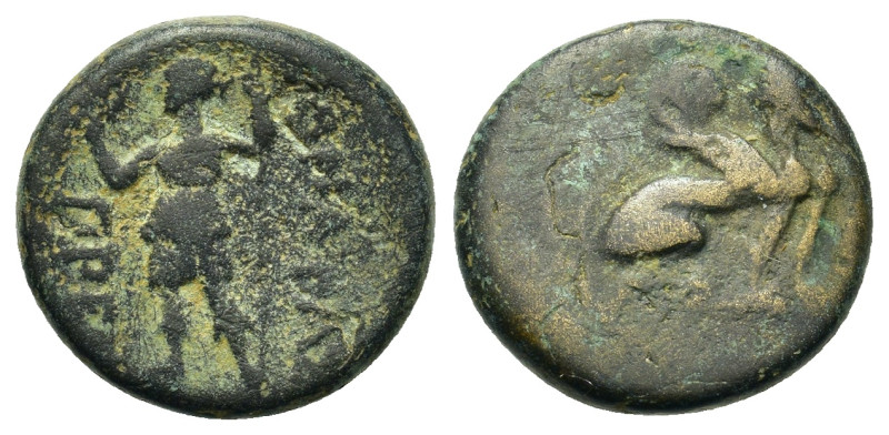 Pamphylia, Perge, c. 260-230 BC. Æ (16,4mm, 4g). Sphinx seated right. R/Artemis ...