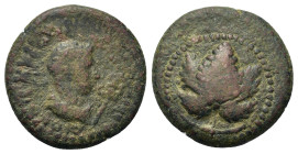 Cilicia, Diocaesarea. Pseudo-autonomous issue. Æ (20mm, 6.3g). Time of Antoninus Pius (138-161). Draped bust of Hermes r.; before, winged kerykeion. R...