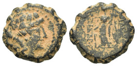 Seleukid Kings. Alexander II Zabinas (128-122 BC). Æ Serrate (18,9mm, 6g). Apamea on the Orontes (?). Head of youthful Dionysos r., wreathed with ivy....