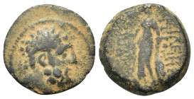 Seleukid Kings. Antiochos IX (114/3-95 BC). Æ (18,7mm, 5.2g). Antioch on the Orontes. Laureate head of Herakles r. R/ Athena Nikephoros standing l.; t...