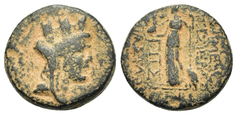 Seleukis and Pieria, Apameia, c. 1st century BC. Æ (18mm, 5.6g). Turreted and ve...