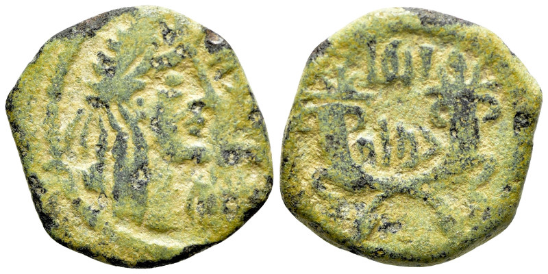 Nabataea, Aretas IV and Shaqilat (9 BC-AD 40). Æ (18mm, 3.04g, 12h). Petra, 20-4...
