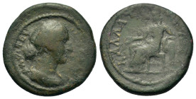 Faustina Junior (Augusta, 147-175). Moesia Inferior. Kallatis. Æ (18,8mm, 4.2g). Diademed and draped bust r. R/ Kybele seated l. on throne, holding ph...