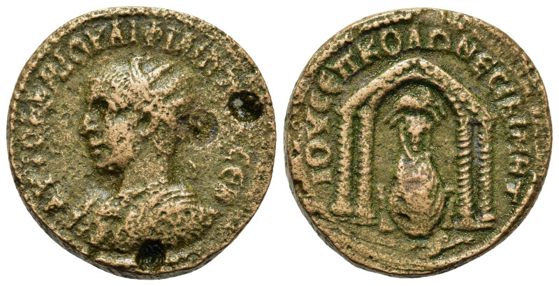 Philip I (244-249). Mesopotamia, Nisibis. Æ (24,2mm, 13.1g). Radiate and cuirass...