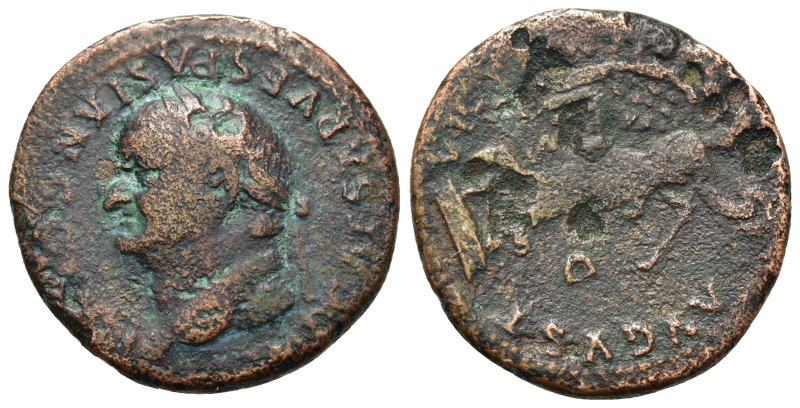 Vespasian (69-79). Æ As (26,4mm, 8.7g). Rome, AD 77-78. Laureate head l. R/ Vict...