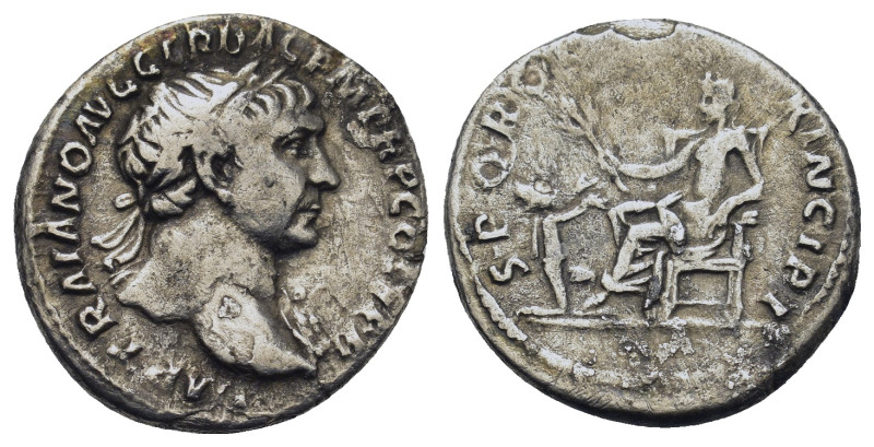 Trajan (98-117). AR Denarius (17,5mm, 2.77g). Rome, AD 106-107. Laureate bust r....