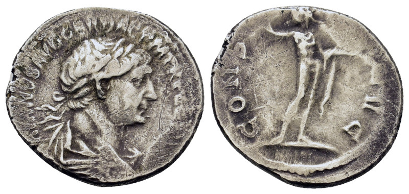 Trajan (98-117). Modern Replica of AR denarius (20,3mm, 3.7g). Laureate and drap...