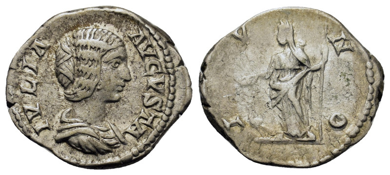 Julia Domna (Augusta AD 193-217). AR Denarius (18,8mm, 2.7g). Rome. Draped bust ...